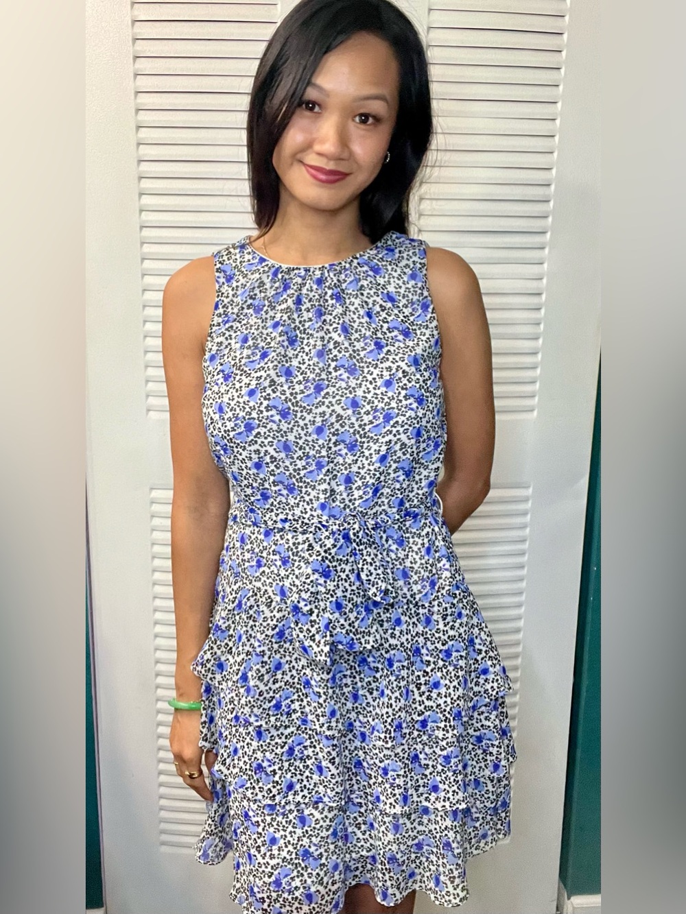 Express Blue and Black Floral Mini Dress